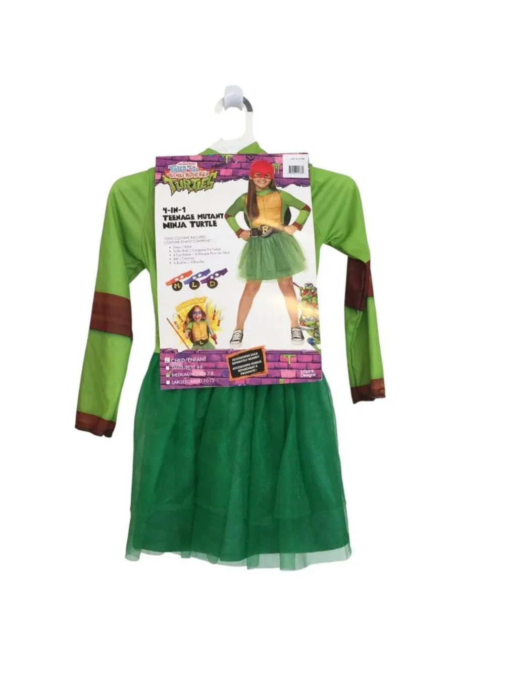 nickelodeon Teenage Mutant Ninja Turtles 4 in 1 Dress Costume Size Medium 7-8